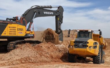 Volvo EC950F excavator loading an A60H articulated truck